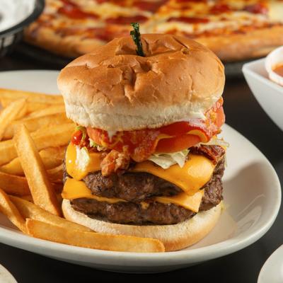 Double bacon cheeseburger and fries.