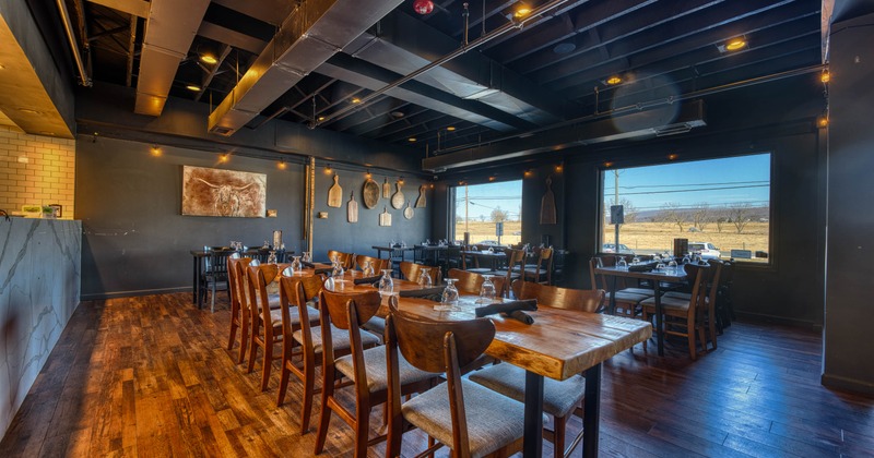 Interior, tables and chairs