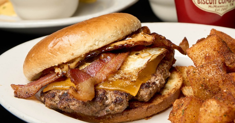 Brunch burger with house fries