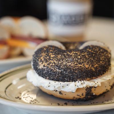Bagel cream cheese sandwich.