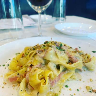 Tortellini in alfredo sauce.