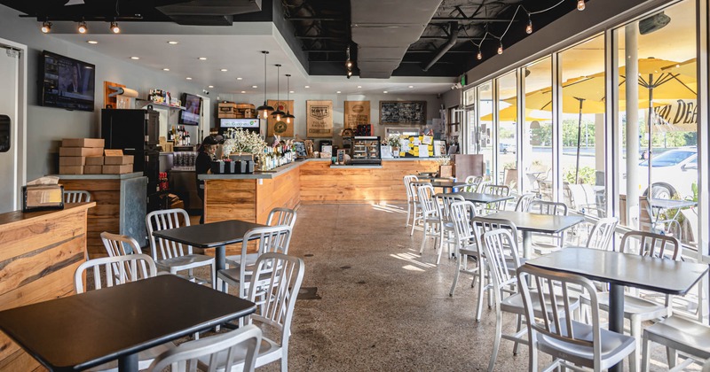 Interior, order service counter and seating area