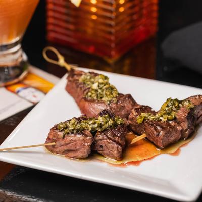 Grilled steak skewers.