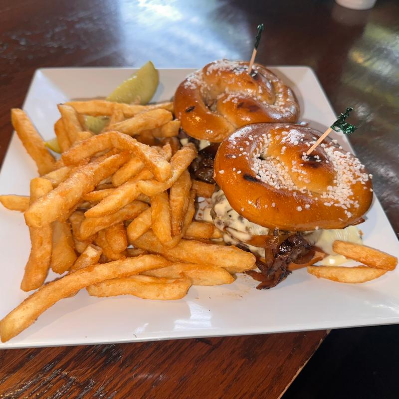 Queso Pretzel Burger photo