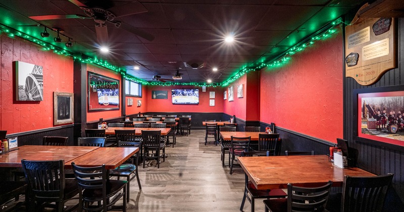 Interior, tables and chairs ready for guests