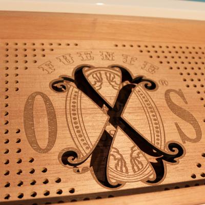 Opus cigar box, close up.