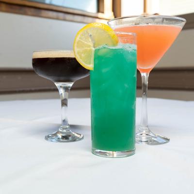 Nazare cocktail, Espresso Martini, and Cosmo.