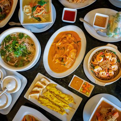 A top view of served food.