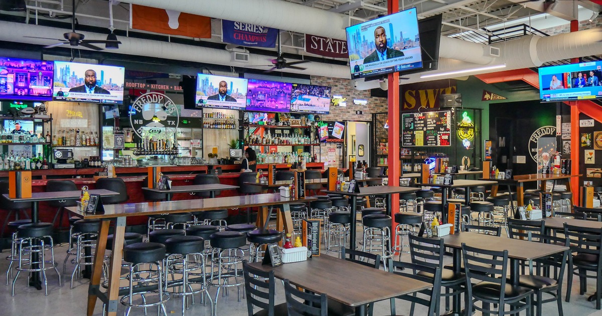 Interior, tables and chairs ready for guests