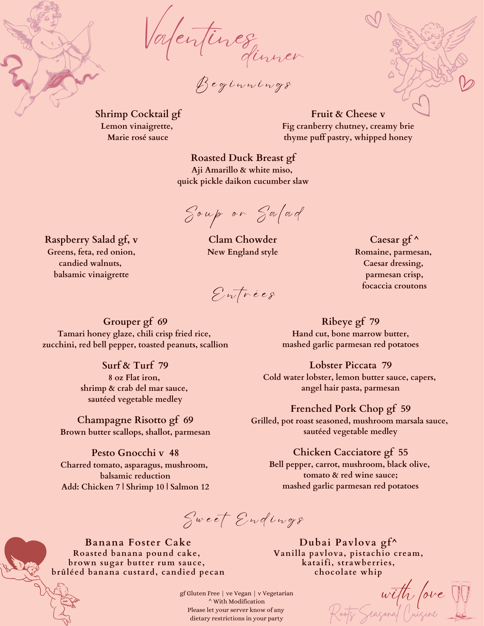 Valentine's Day Dinner Menu