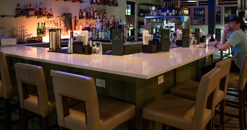 Interior, bar corner. bar stools