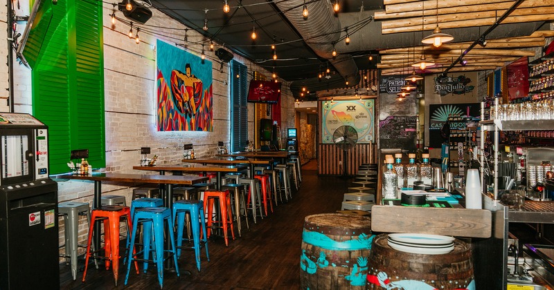 Interior space, seating area and bar