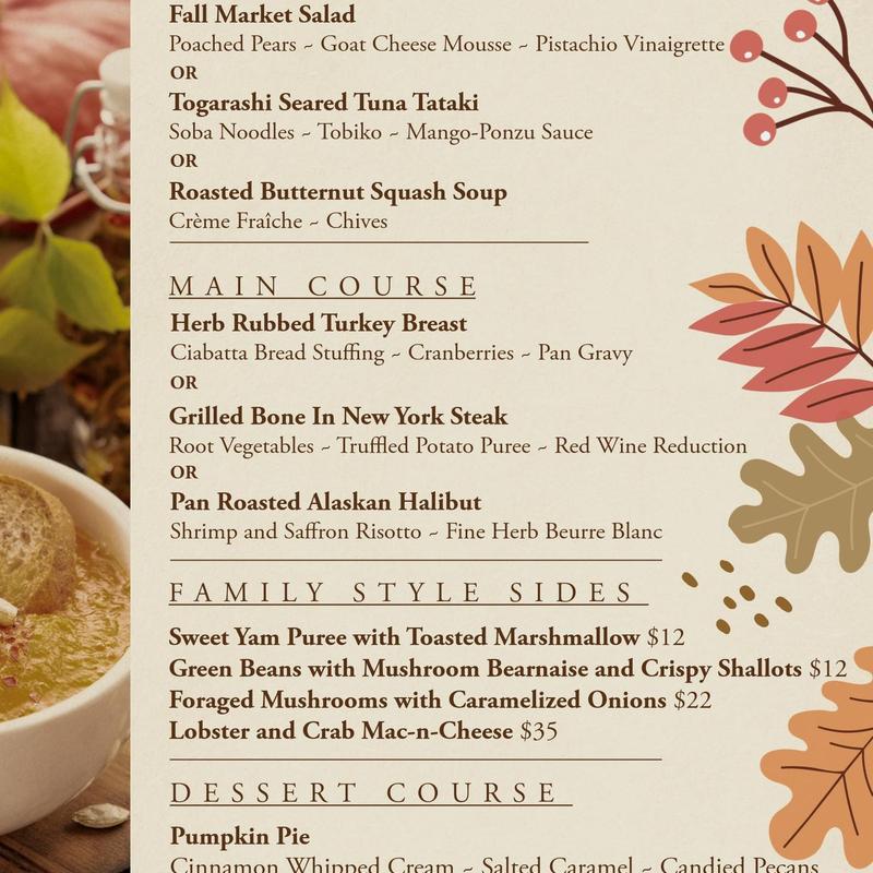 3 Course Thanksgiving Menu photo