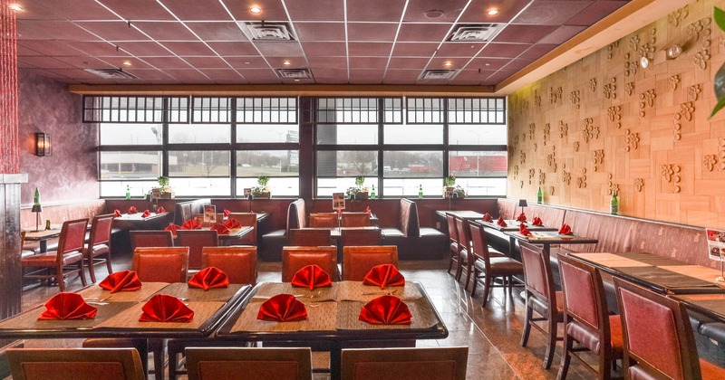Interior, wide view, dining area