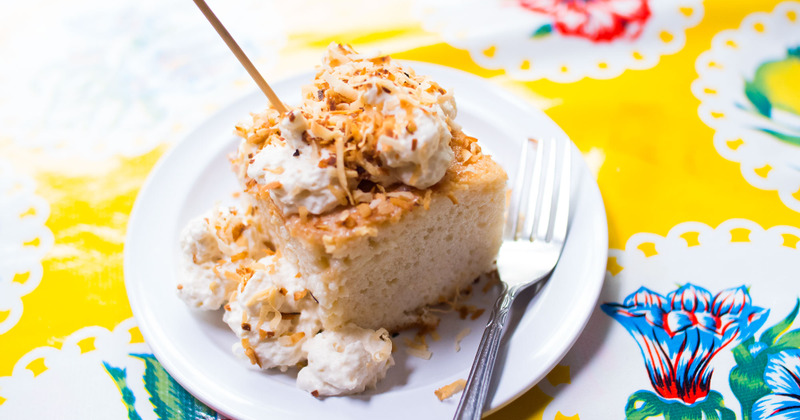 Served cake with cream