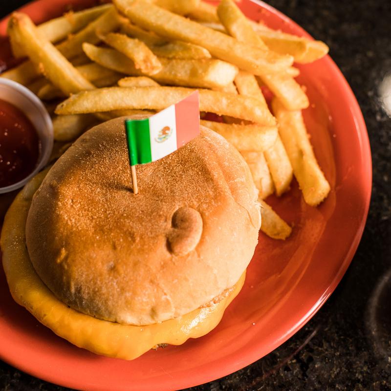 Hamburger with French Fries photo