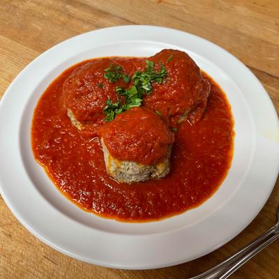 Meatballs in tomato sauce.