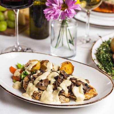 mustard chicken with mushrooms.