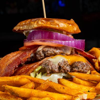 A closeup on the American AF Burger.