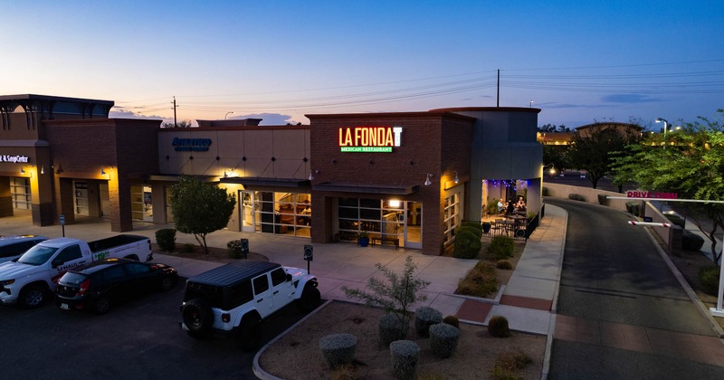 Exterior, view of the restaurant and parking lot