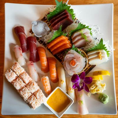 Sushi and sashimi combo.