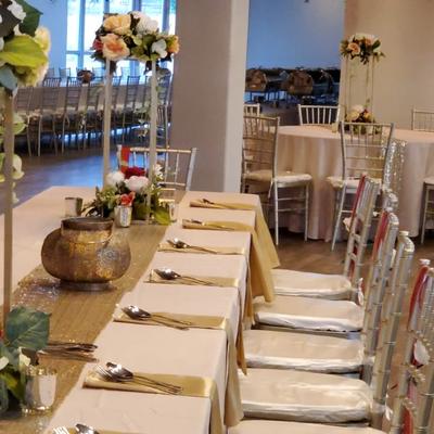 Interior, decorated table ready for guests