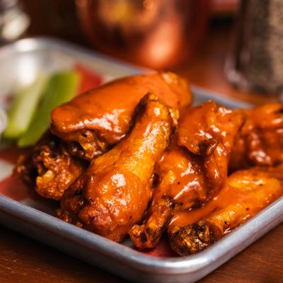 Close up of chicken wings.