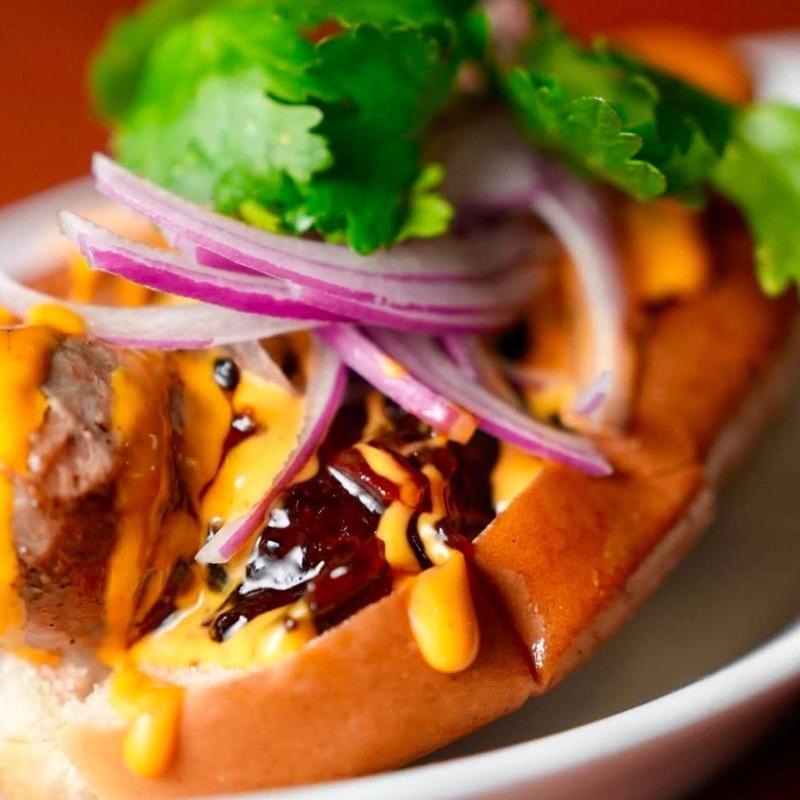 Duck Dog | Blueberry | Onion Bacon Jam | Sriracha photo