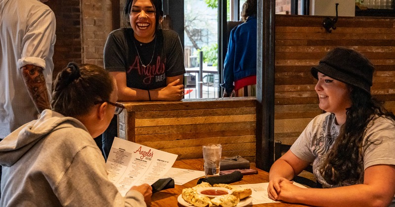 Customer browsing a menu