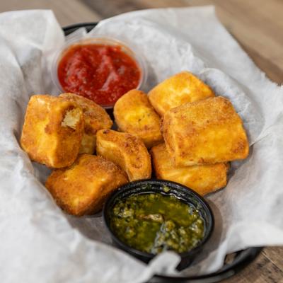 Fried Ricotta Cheese Bites top view.