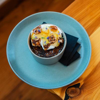 Creme brulee, top view.
