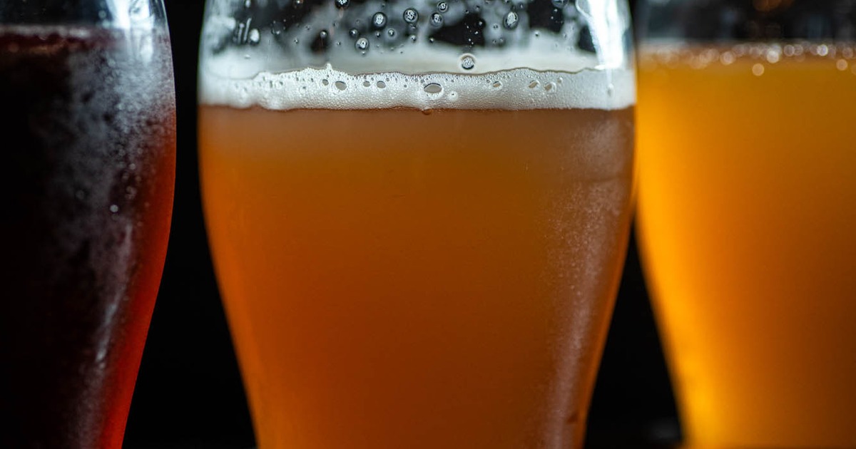 Close up of a beer flight