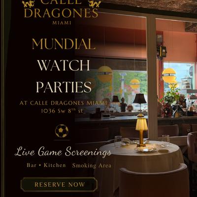 Flayer poster watch party mundial at calle dragones.