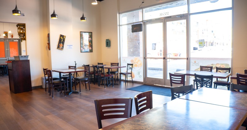 Interior, diner tables and chairs