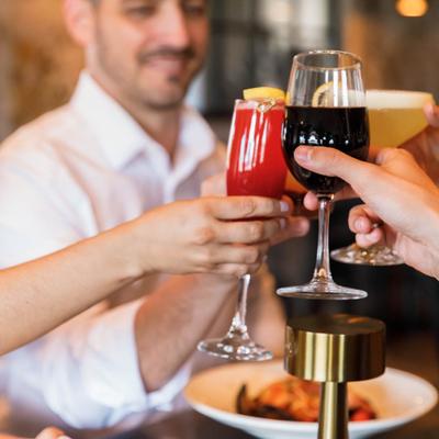 Customers toasting.