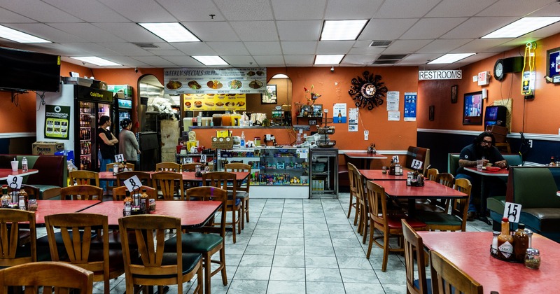 Interior, colorful dining area
