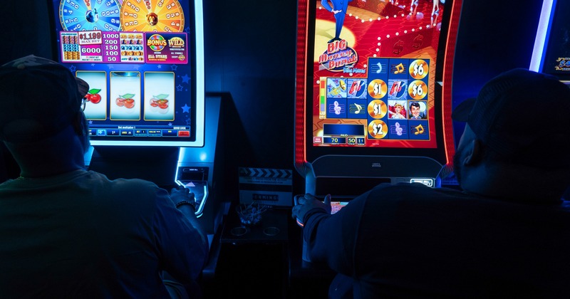 Interior, gaming space with slot machines