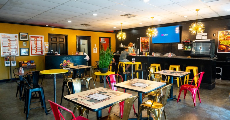 Interior, tables ready for guests