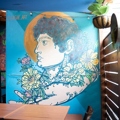 Restaurant mural.