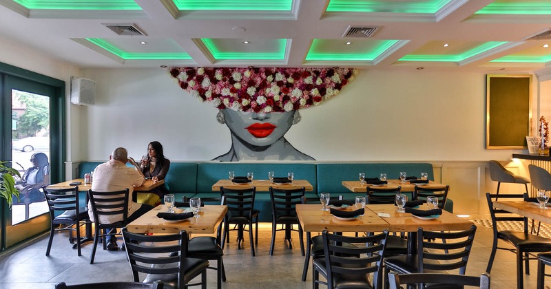 Diner area, tables and chairs