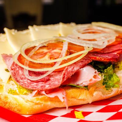 Italian sandwich with assorted deli meats.