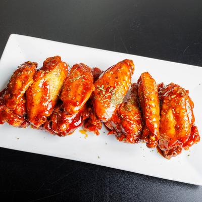 Served chicken wings.