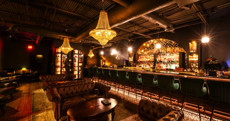 Interior, seating area near bar