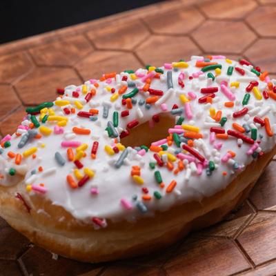 A closeup on a donut.