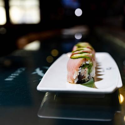 Yellowfin and tuna sushi roll platter.