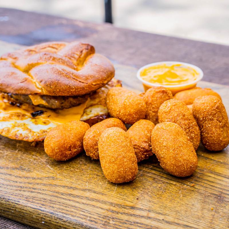 Mini Corn Dogs with Nacho Cheese photo