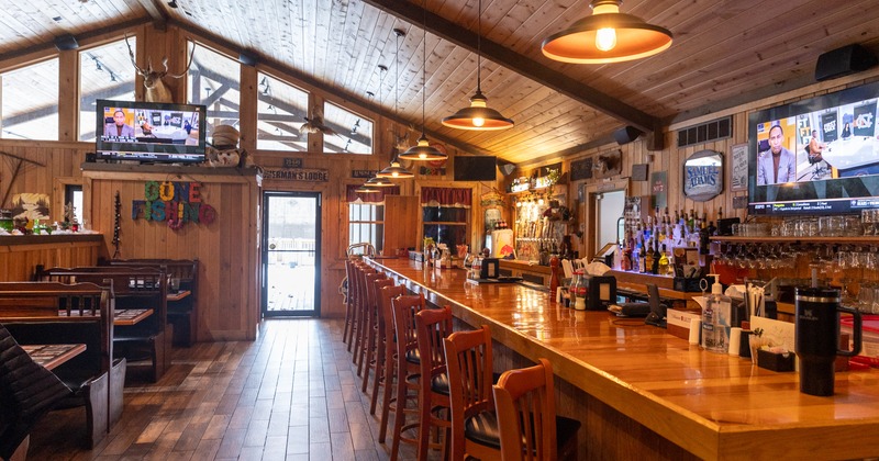 Bar, chairs, side view