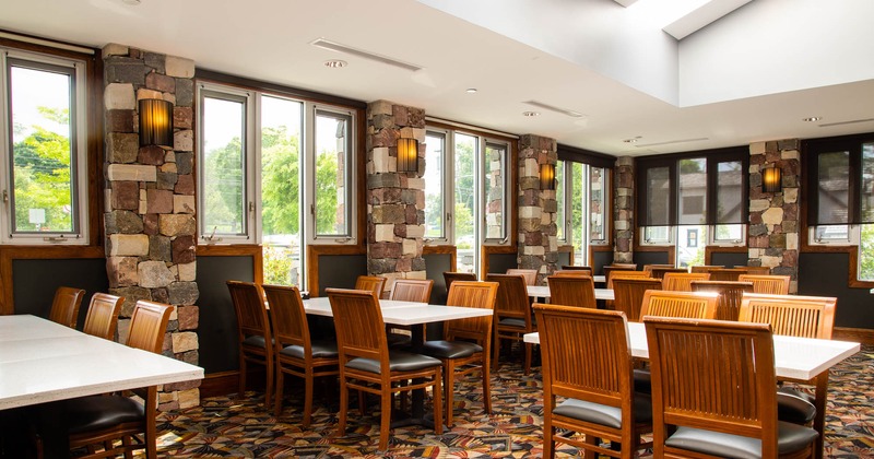 Interior, empty tables and chairs
