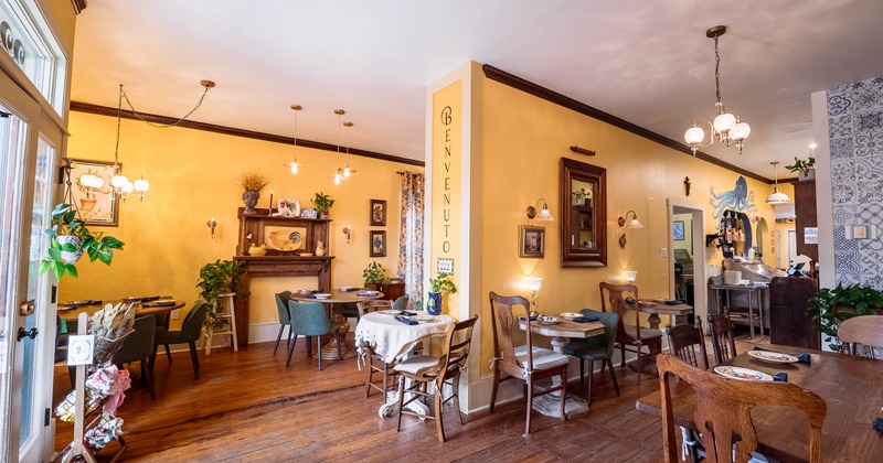 Interior, dining area, various types of tables and chairs, various wall decoration