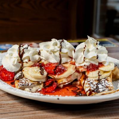 Banana and strawberry crepes.